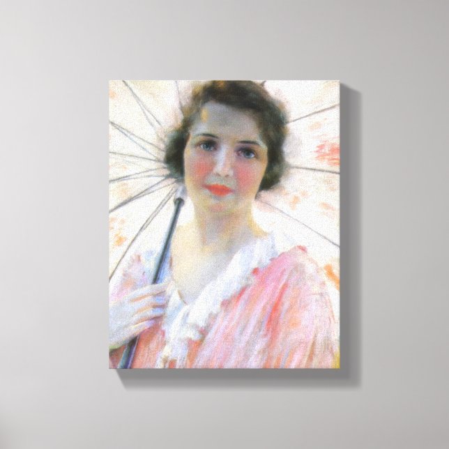 Toile Une dame en robe rose avec un parasol (Robert Reid (Recto)