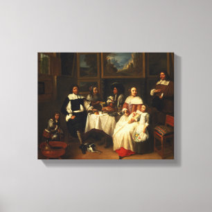 Toile Une famille flamande au dîner