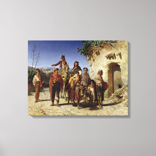 Toile Une famille tzigane sur la route, vers 1861 (Recto)