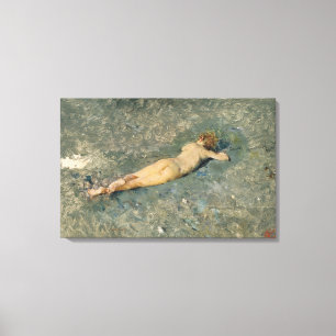 Toile Une femme bronzant sur la plage à Portici