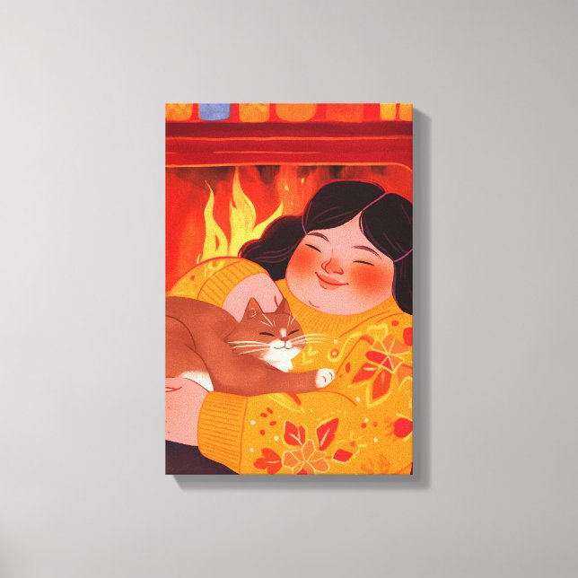 Toile Une femme et son chat (Recto)