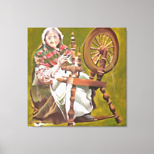 Toile Une Femme Irlandaise Âgée Artiste À Une Roue De Ro