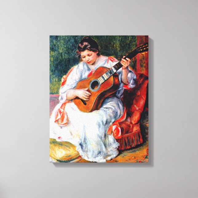 Toile Une femme jouant à la guitare par Pierre Renoir (Recto)