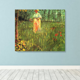 Toile Une femme marchant dans un jardin par Vincent van 