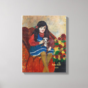 Toile une fille avec son chien