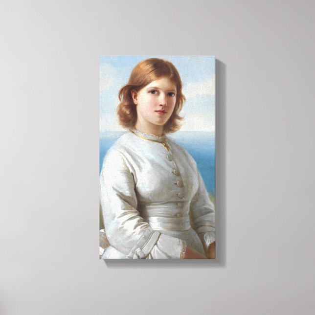 Toile Une fille en robe de soie blanche pour la sainte c (Recto)