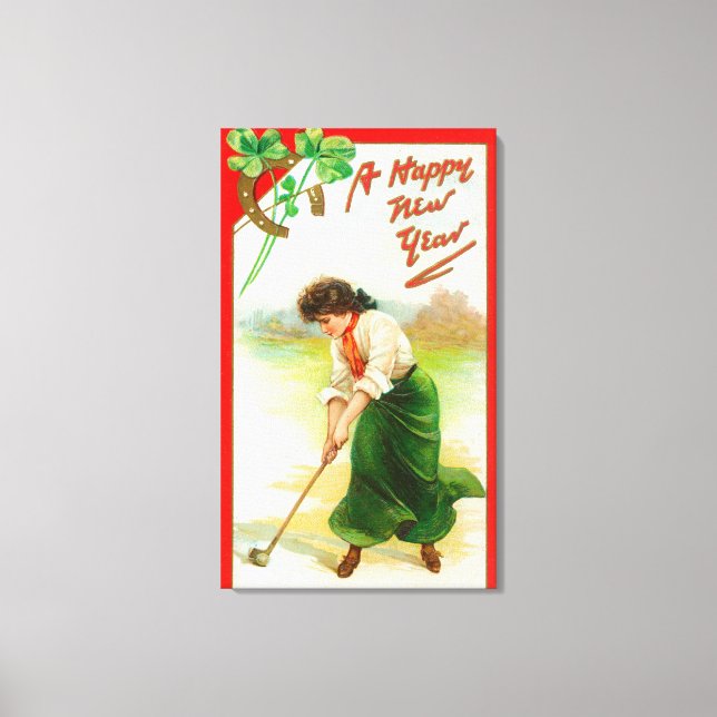 Toile Une Irlandaise sur le point de frapper le Golfball (Recto)