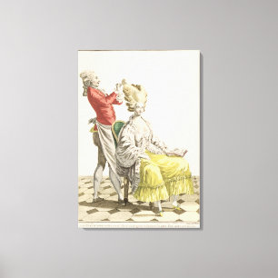 Toile Une jeune femme dans un Peignoir avec son coiffeur