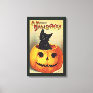 Toile Une joyeuse Halloween par Ellen Clapsaddle, Chat V