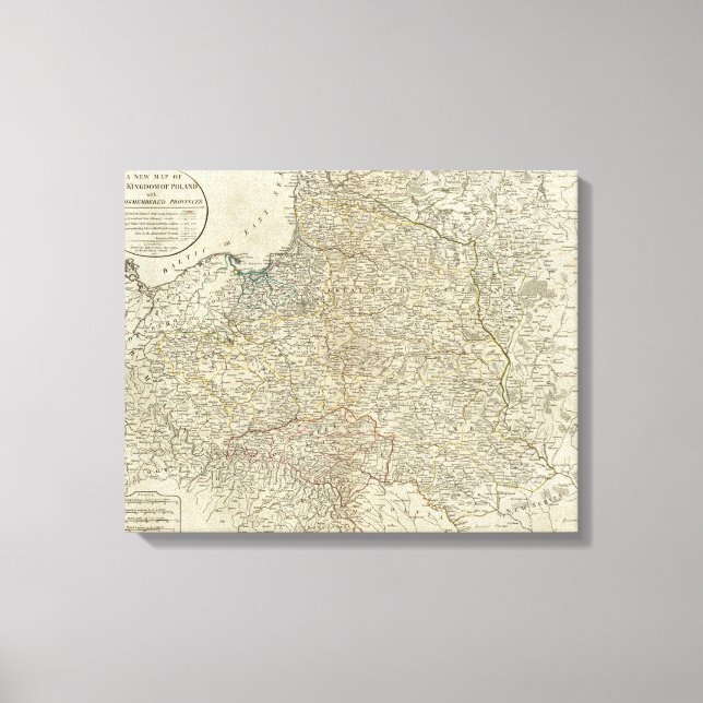 Toile Une nouvelle carte du Royaume de Pologne (Recto)