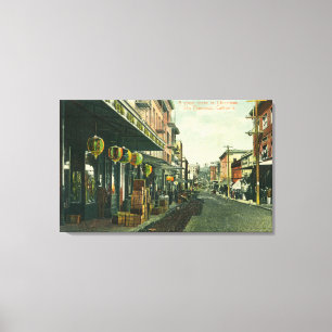 Toile Une scène de rue de Chinatown