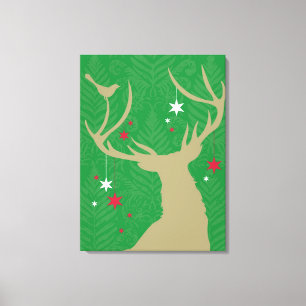 Toile Une silhouette d'un cerf commun avec des étoiles