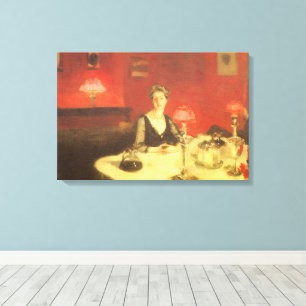 Toile Une table à dîner la nuit par John Singer Sargent