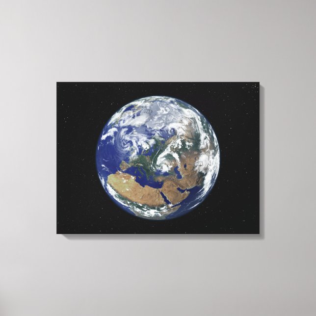 Toile Une Terre entièrement éclairée centrée sur l'Europ (Recto)