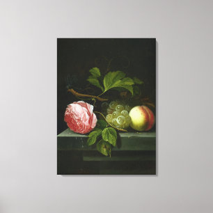 Toile Une vie immobile avec un rose, les raisins et la