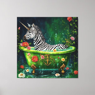 Toile Unicorn Zebra dans une baignoire