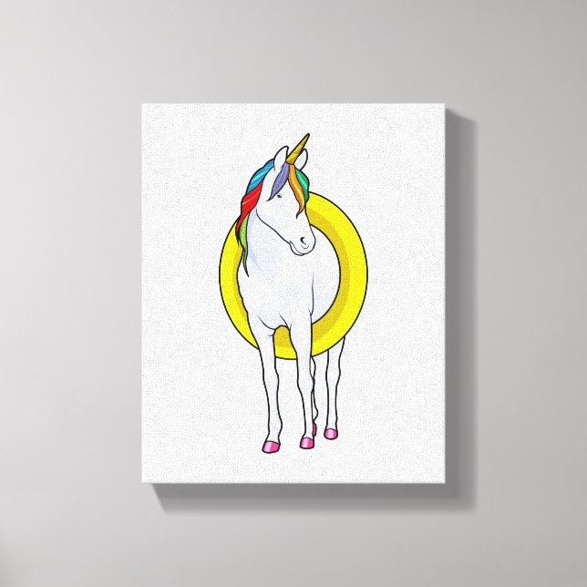 Toile Unicorne à la natation avec anneau de nage (Recto)