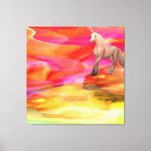 Toile Unicorne dans le désert peint