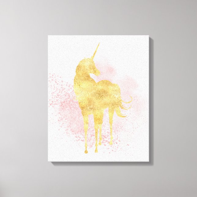 Toile Unicorne d'or rose étincelle (Recto)