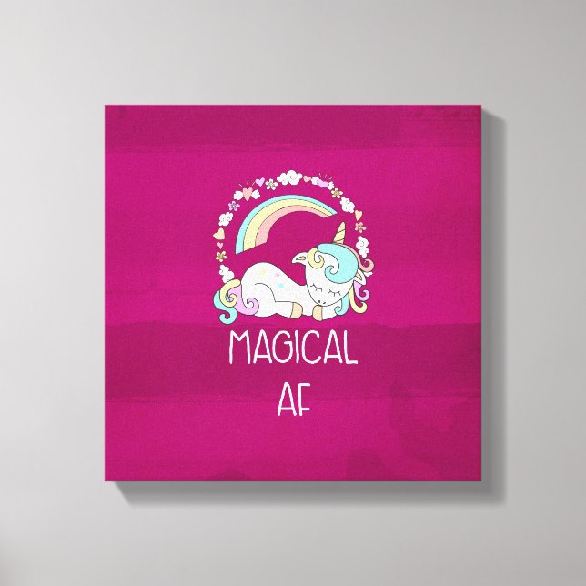 Toile Unicorne drôle dire magique AF (Recto)
