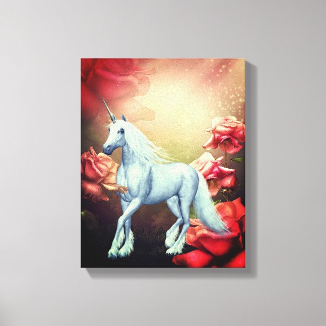 Toile Unicorne Et Rose Imaginaire Cheval Art (Recto)