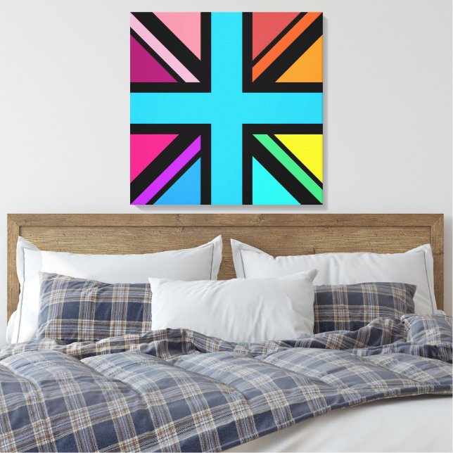 Toile Union Jack/Drapeau Multicolore+Noir (Insitu(Chambre))