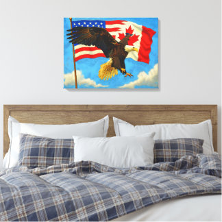 Toile Unité - Drapeau du Canada, Drapeau américain et Ai