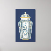 Urne asiatique décorative en bleu et blanc