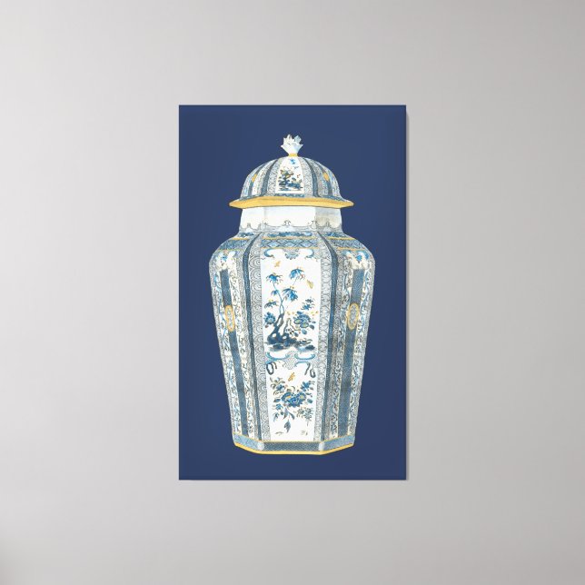Toile Urne asiatique décorative en bleu et blanc (Recto)