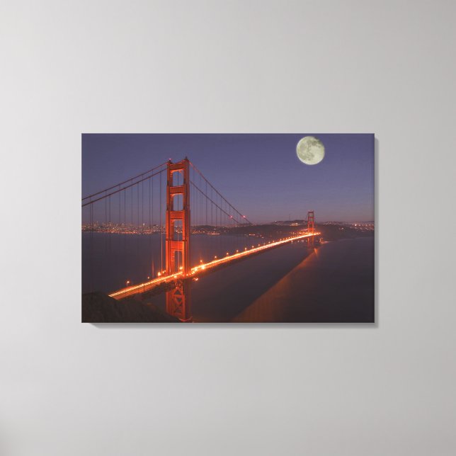 Toile USA, Californie, Marin. Lever de lune au-dessus du (Recto)