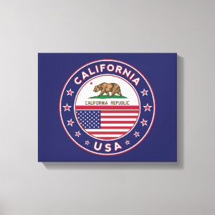 Toile USA_STATES - WITH_FLAG_California_circle_with_flag