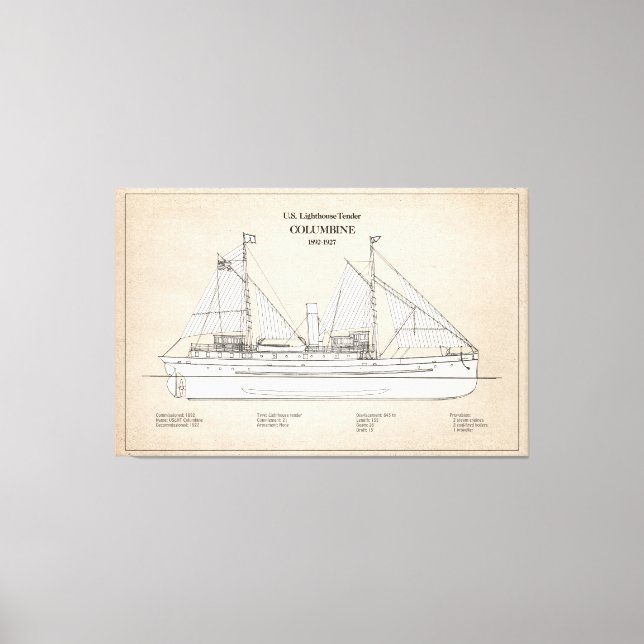 Toile USCG Lighthouse Tender Columbine - SBD (Recto)