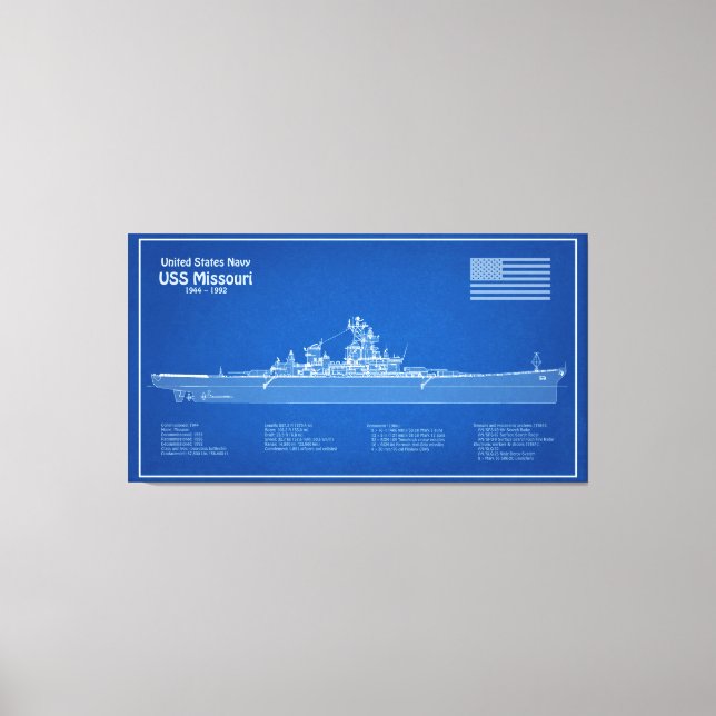 Toile USS Missouri - Plan de plan d'expédition ABD (Recto)