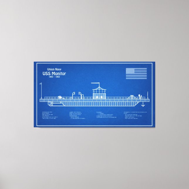 Toile USS Monitor - Plan de plan d'expédition ABD (Recto)