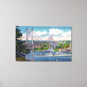 Toile USS Portland passant sous le pont de St John