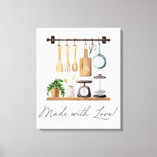Toile Ustensiles de cuisine à l'aquarelle Citation de cu