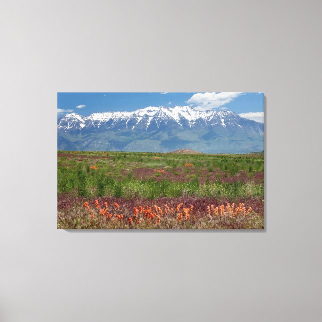 Toile Utah, USA. Le mont Timpanogos s'élève au-dessus (Recto)