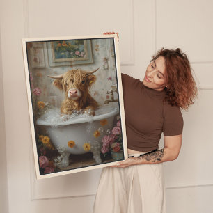 Toile Vache des Highlands dans l'art de la baignoire flo