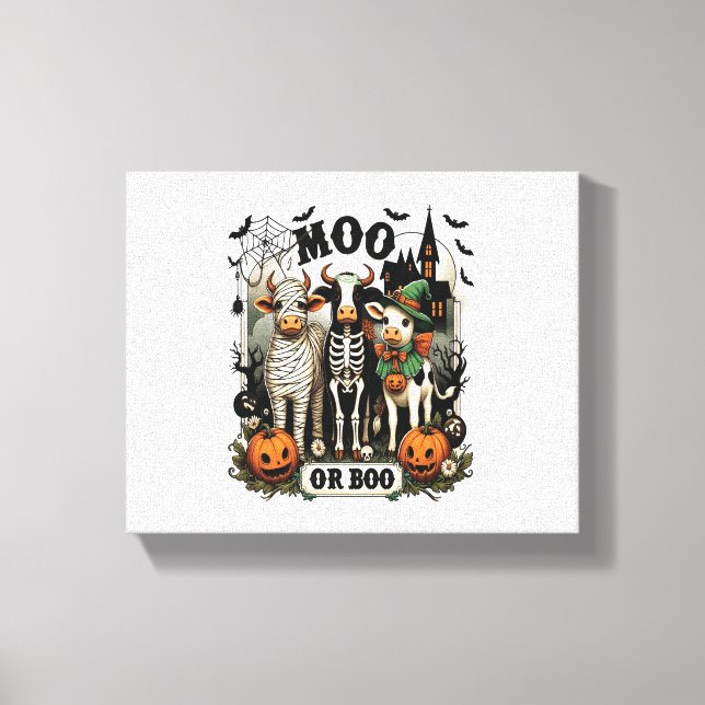 Toile Vache d'Halloween Moo ou Boo (Recto)