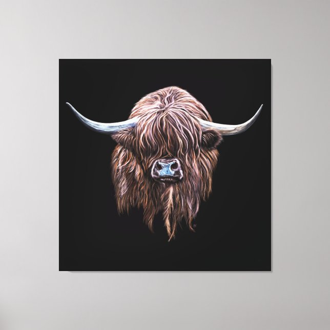 Toile Vache écossaise des Highlands en couleur (Recto)
