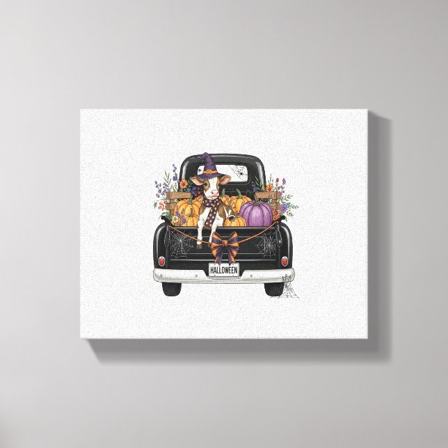 Toile Vache Halloween Highland avec camion (Recto)