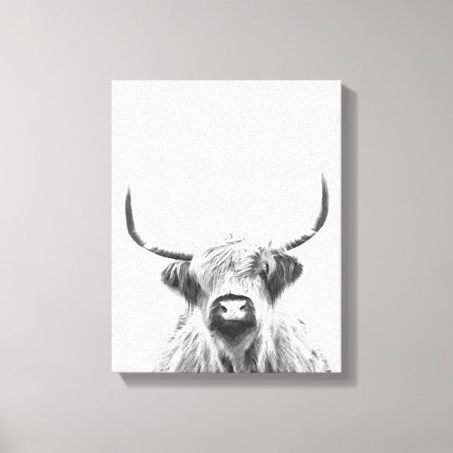 Toile Vache noire et blanche des Highlands (Recto)