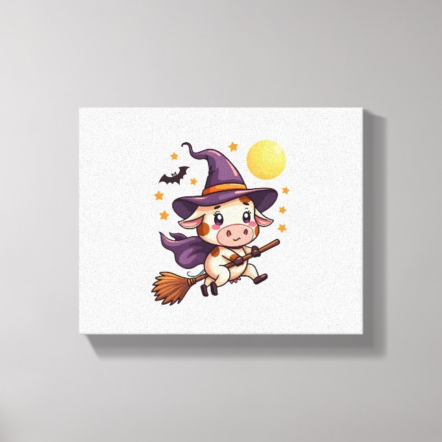 Toile Vache sorcière sur un bâton (Recto)