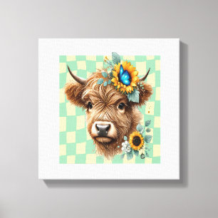 Toile Vache Tournesol Png, Vache Highland Mignonne