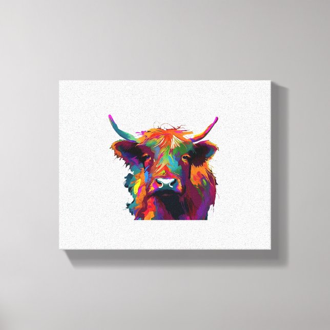 Toile Vache, vache, vache, art de la vache des hautes te (Recto)
