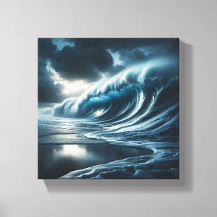 Toile Vague océanique sarcelle foncée majestueuse - Temp