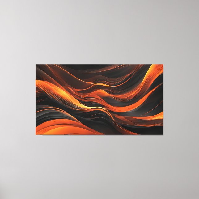 Toile Vagues Abstraites Dans Un Pli De Noir Et D'Orange (Recto)