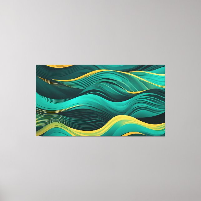 Toile Vagues Abstraites Dans Une Courbe De Bleu-vert Et  (Recto)