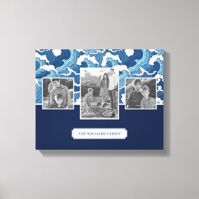 Toile Vagues Abstraites | Photos de famille et texte| Mo (Recto)