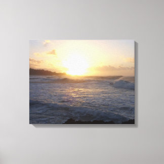 Toile Vagues au coucher du soleil